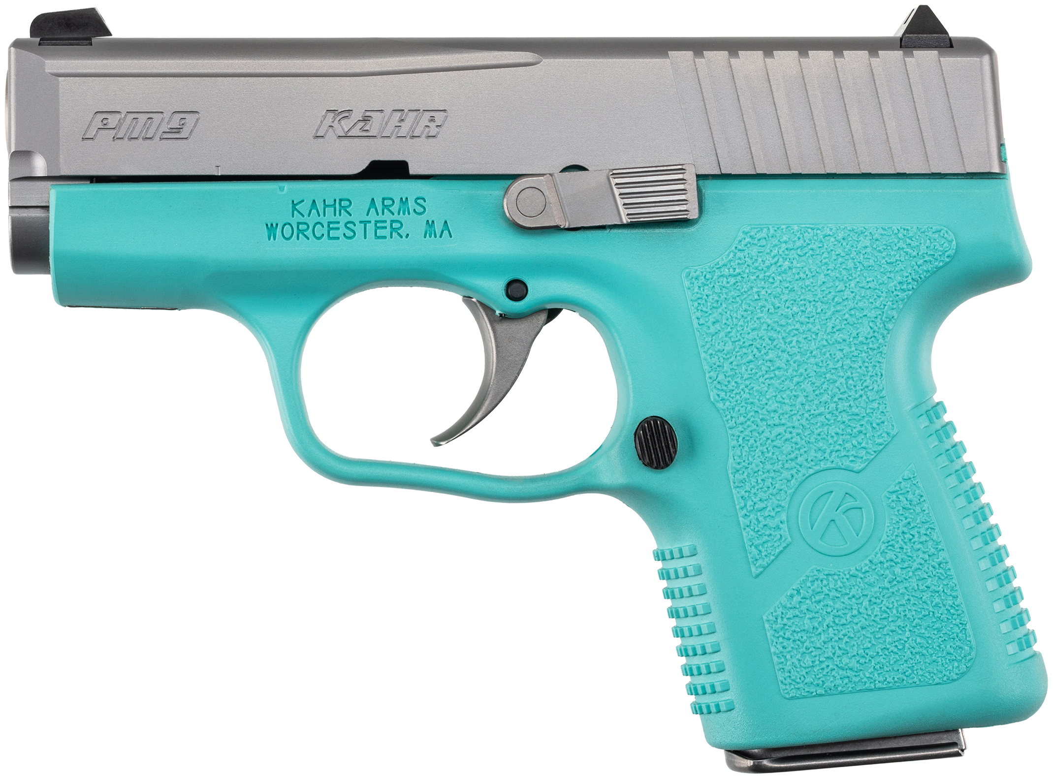 KAHR PM9 9MM 3" ROBBIN EGG BLUE SS 2 6RD 1 7RD