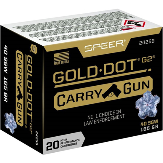 SPEER 40SW 165GR GOLD DOT CARRY GUN HP 20/10