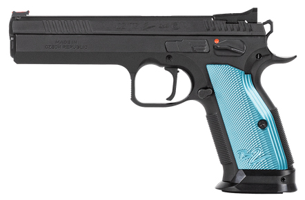 CZ TS2 9MM 10RD BLK FIBER OPTIC BLUE GRIPS