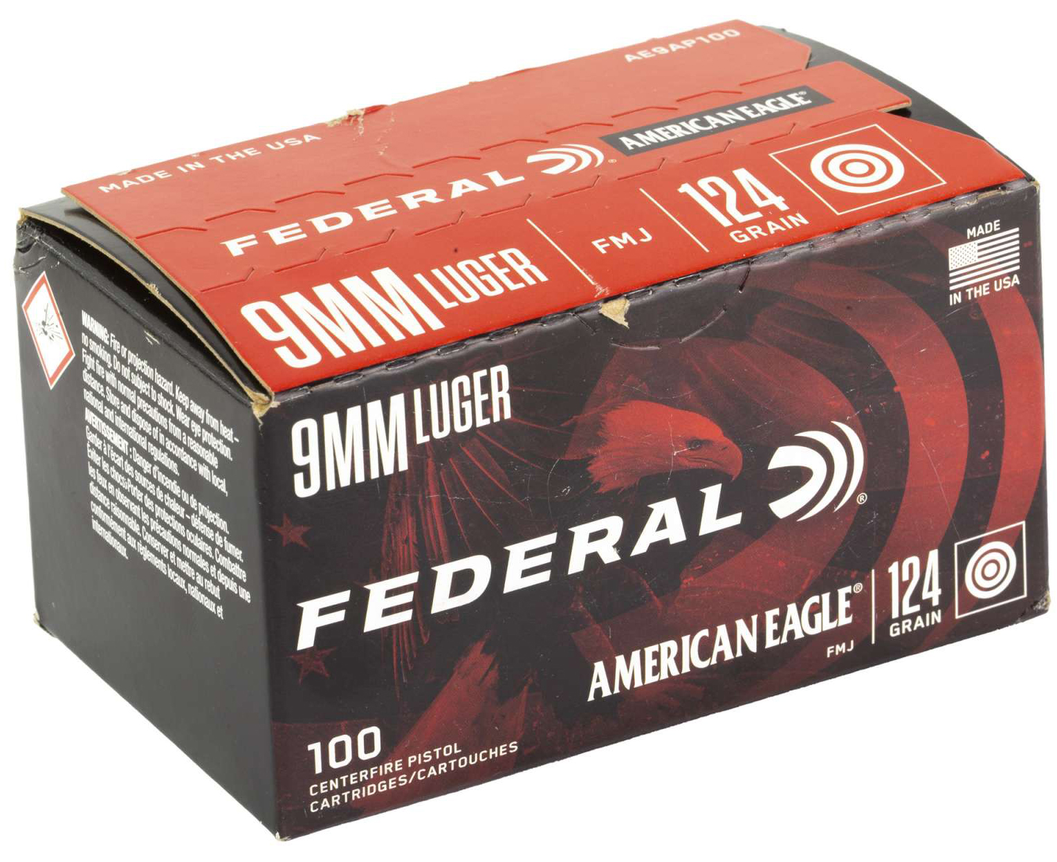 FED AMERICAN EAGLE 9MM 124GR FMJ 100/5