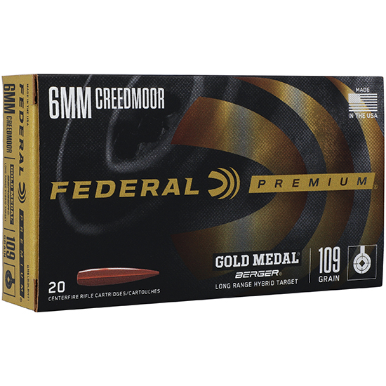 FED GOLD MEDAL 6MMCREED 109GR LR TARGET 20/10