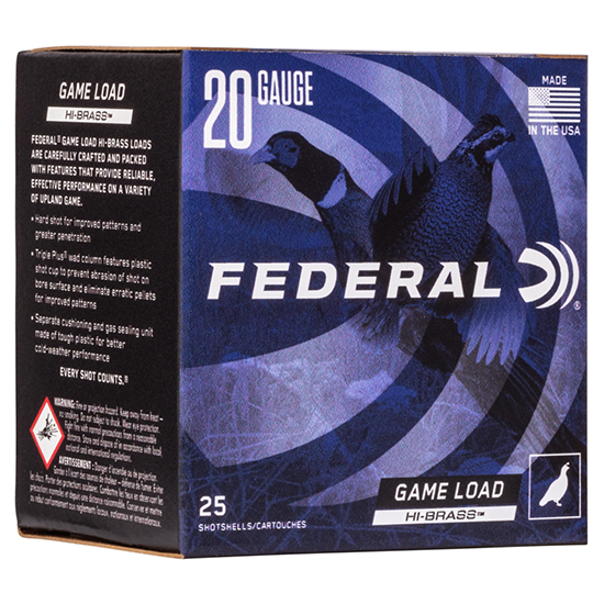 FED GAME-SHOK HI-BRASS 20GA 2.75" 1OZ #4 25/10