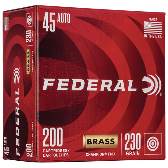 FED CHAMPION BRASS CASE 45ACP 230GR FMJ 200/5