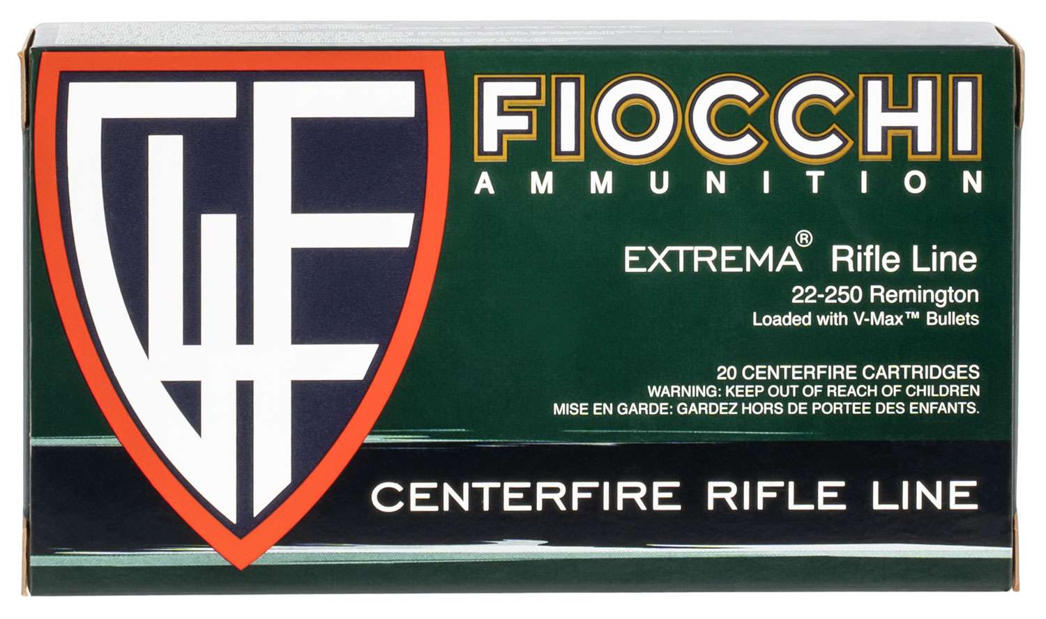 FIO 22-250 55GR HORNADY VMAX 20/10