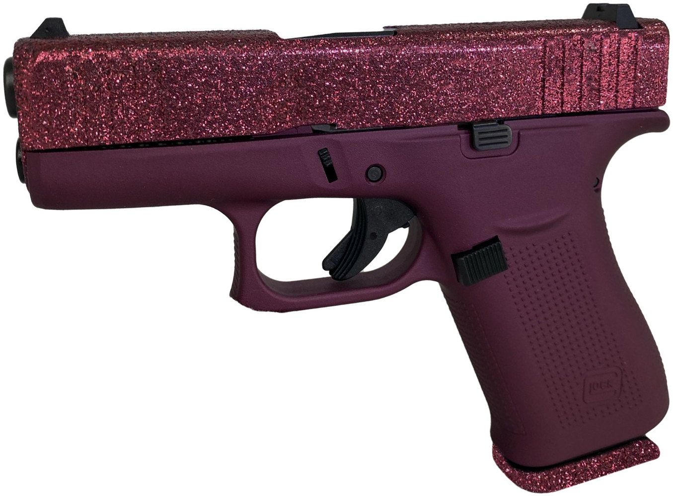 GLOCK 43X 9MM GLITTER GUNZ BLACK CHERRY