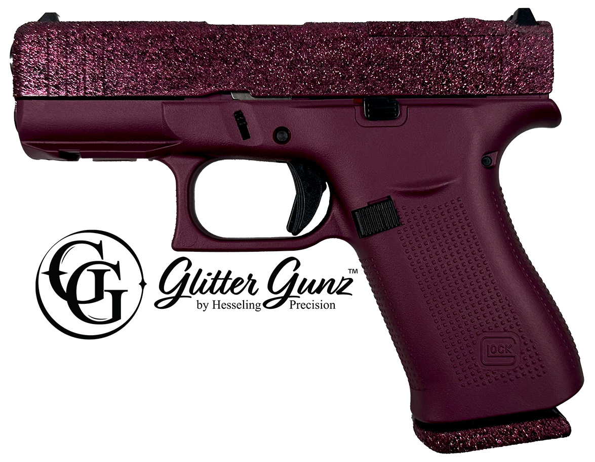 GLOCK 43X MOS 9MM 3.41" GLITTER GUNZ BLK CHERRY