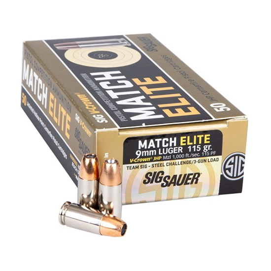 SIG AMMO 9MM 115GR ELITE V-CROWN COMP JHP 50/20