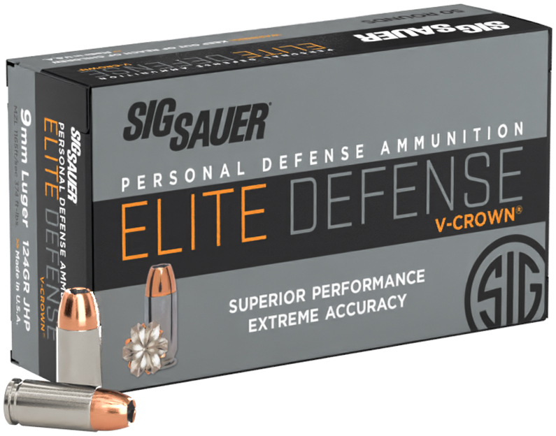 SIG AMMO 9MM 124GR ELITE V-CROWN JHP 50/10