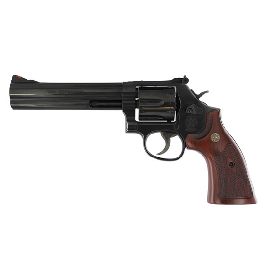 SW 586 CLASSIC 357MAG 6" BLUED CHECKERED WOOD 6RD