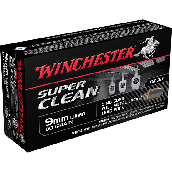 WIN SUPER CLEAN 9MM 90GR ZINC FMJ 50/10