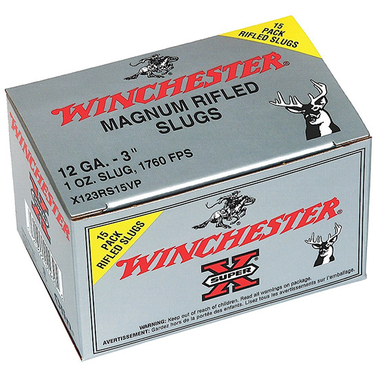 WIN SUPER-X 12GA 3" SLUG 1OZ 1760FPS VP 15/10