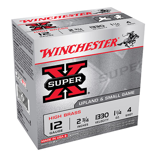 WIN SUPER-X HIGH BRASS 12GA 2.75" #4 25/10